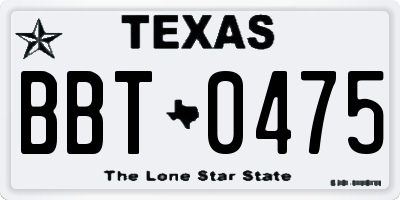 TX license plate BBT0475