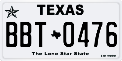TX license plate BBT0476