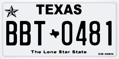 TX license plate BBT0481