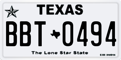 TX license plate BBT0494