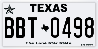 TX license plate BBT0498