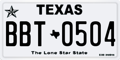TX license plate BBT0504