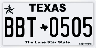 TX license plate BBT0505