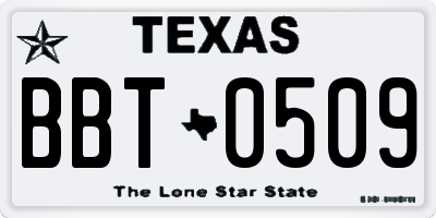 TX license plate BBT0509