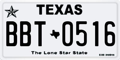 TX license plate BBT0516