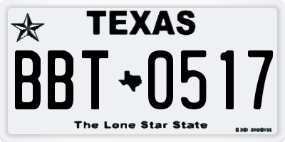 TX license plate BBT0517
