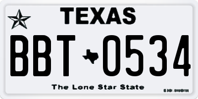 TX license plate BBT0534