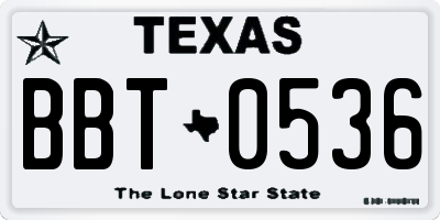 TX license plate BBT0536