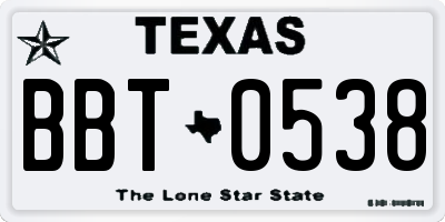 TX license plate BBT0538