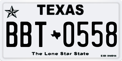 TX license plate BBT0558