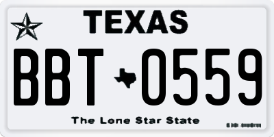TX license plate BBT0559