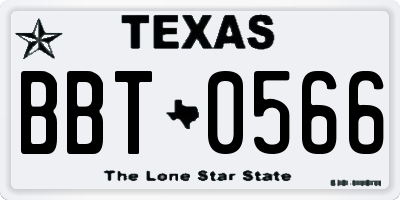 TX license plate BBT0566