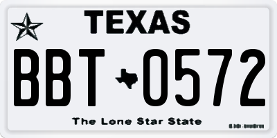 TX license plate BBT0572