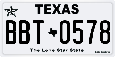 TX license plate BBT0578