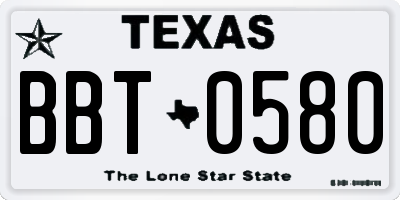 TX license plate BBT0580