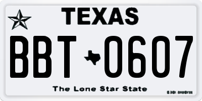 TX license plate BBT0607