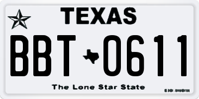 TX license plate BBT0611