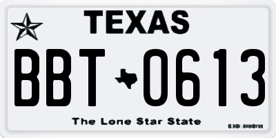TX license plate BBT0613