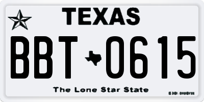 TX license plate BBT0615