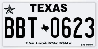 TX license plate BBT0623
