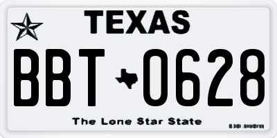 TX license plate BBT0628