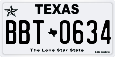 TX license plate BBT0634