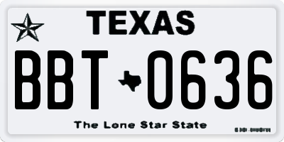 TX license plate BBT0636