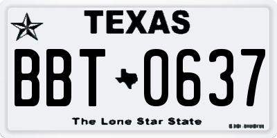 TX license plate BBT0637