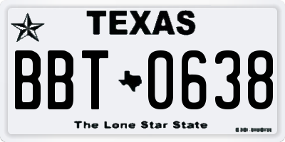 TX license plate BBT0638