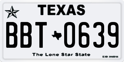 TX license plate BBT0639