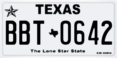 TX license plate BBT0642