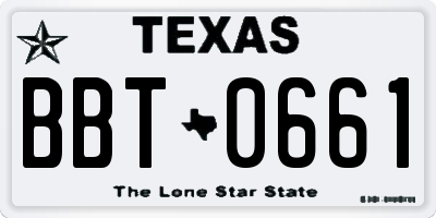 TX license plate BBT0661