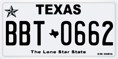 TX license plate BBT0662