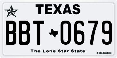 TX license plate BBT0679
