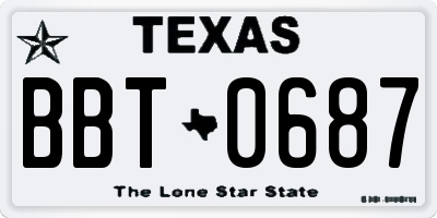 TX license plate BBT0687