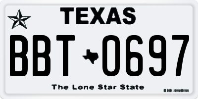 TX license plate BBT0697