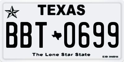 TX license plate BBT0699