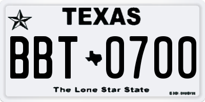 TX license plate BBT0700