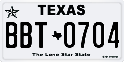 TX license plate BBT0704