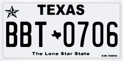 TX license plate BBT0706