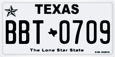 TX license plate BBT0709