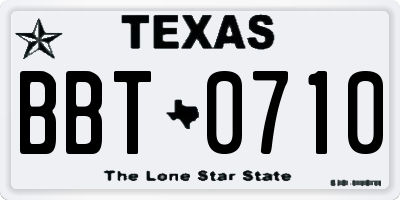 TX license plate BBT0710