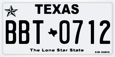 TX license plate BBT0712