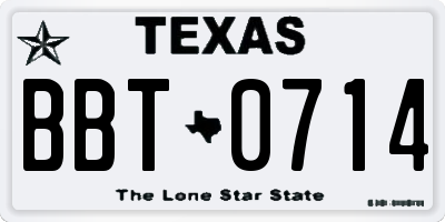 TX license plate BBT0714