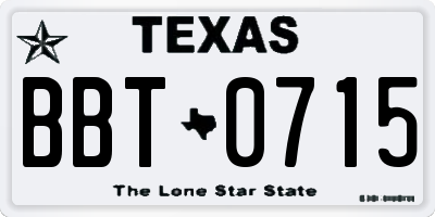 TX license plate BBT0715