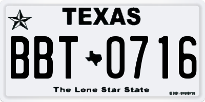 TX license plate BBT0716