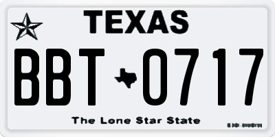 TX license plate BBT0717