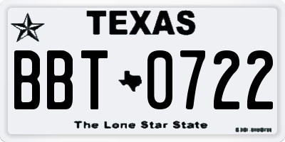 TX license plate BBT0722
