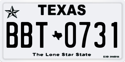 TX license plate BBT0731