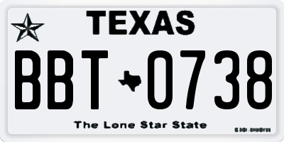 TX license plate BBT0738